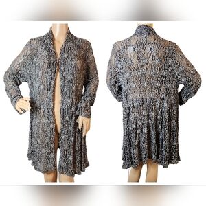 NWT‎ Surrealist Stretchy Lace Knit Cardigan Jacket Grey Sheer Size 3  (Large/XL)